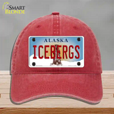 Icebergs Alaska State Novelty License Plate Hat Unconstructed Cotton / Red