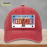 Ice Climber Alaska State Novelty License Plate Hat Unconstructed Cotton / Red