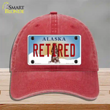 Retired Alaska State Novelty License Plate Hat Unconstructed Cotton / Red