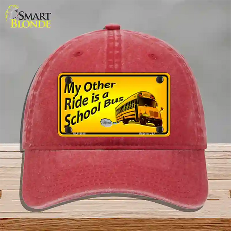 My Other Ride Novelty License Plate Hat Unconstructed Cotton / Red