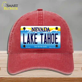 Lake Tahoe Nevada Novelty License Plate Hat Unconstructed Cotton / Red