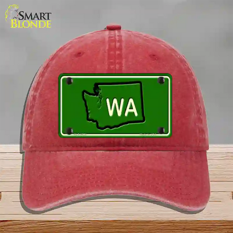 WA State Novelty License Plate Hat Unconstructed Cotton / Red