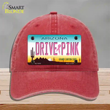 Drive Pink Arizona Novelty License Plate Hat Unconstructed Cotton / Red