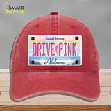 Drive Pink Alabama Novelty License Plate Hat Unconstructed Cotton / Red