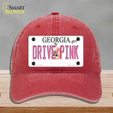 Drive Pink Georgia Novelty License Plate Hat Unconstructed Cotton / Red