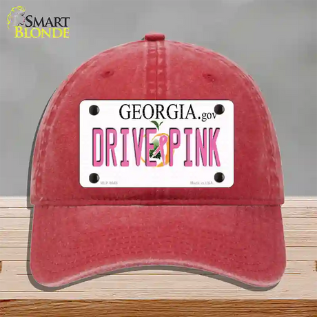 Drive Pink Georgia Novelty License Plate Hat Unconstructed Cotton / Red