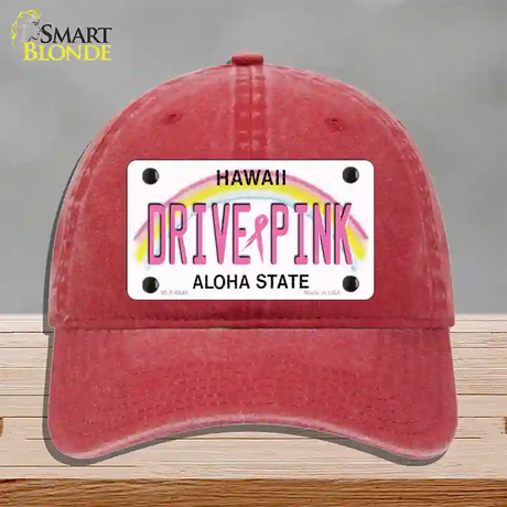 Drive Pink Hawaii Novelty License Plate Hat Unconstructed Cotton / Red