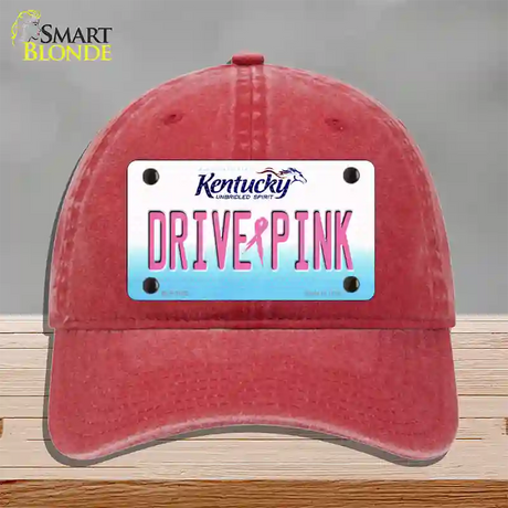 Drive Pink Kentucky Novelty License Plate Hat Unconstructed Cotton / Red