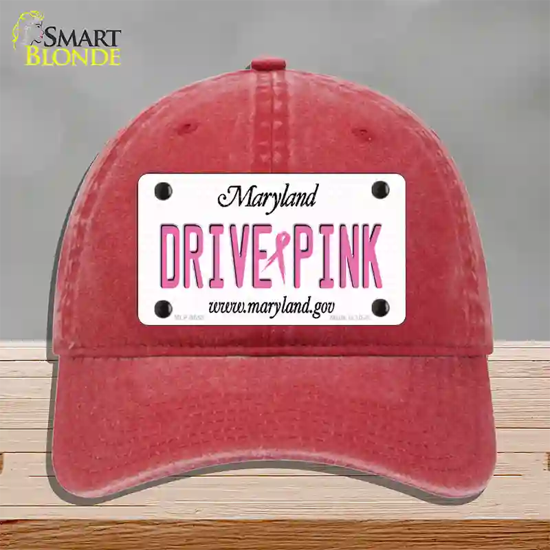 Drive Pink Maryland Novelty License Plate Hat Unconstructed Cotton / Red