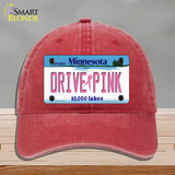 Drive Pink Minnesota Novelty License Plate Hat Unconstructed Cotton / Red