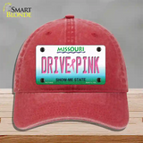 Drive Pink Missouri Novelty License Plate Hat Unconstructed Cotton / Red