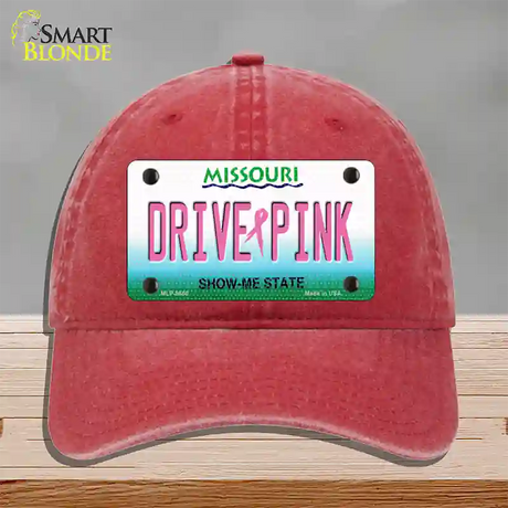 Drive Pink Missouri Novelty License Plate Hat Unconstructed Cotton / Red