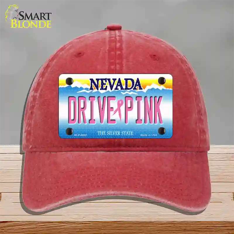 Drive Pink Nevada Novelty License Plate Hat Unconstructed Cotton / Red