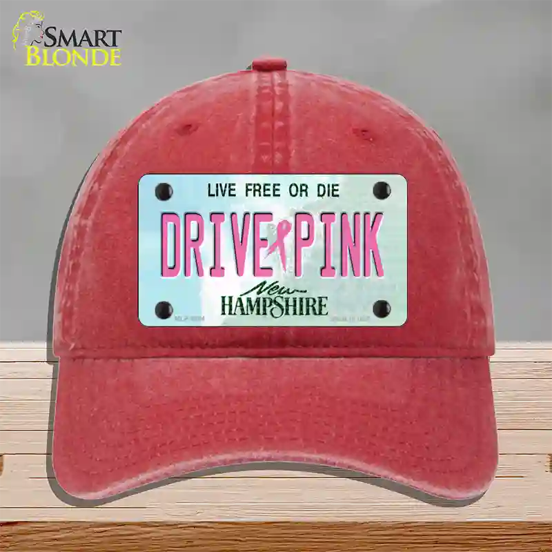 Drive Pink New Hampshire Novelty License Plate Hat Unconstructed Cotton / Red