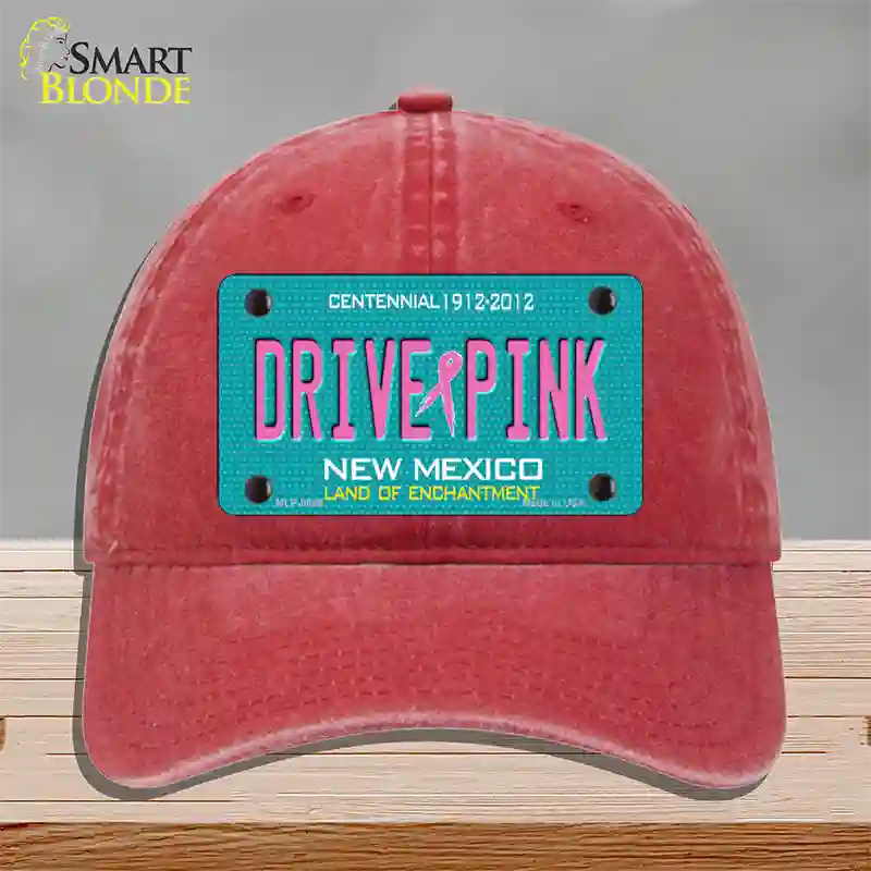 Drive Pink New Mexico Novelty License Plate Hat Unconstructed Cotton / Red