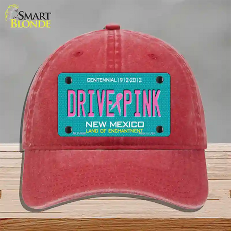 Drive Pink New Mexico Novelty License Plate Hat Unconstructed Cotton / Red