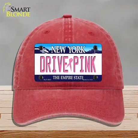 Drive Pink New York Novelty License Plate Hat Unconstructed Cotton / Red