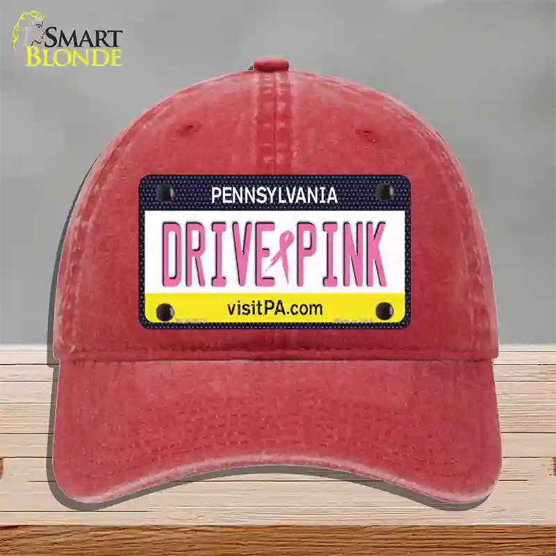 Drive Pink Pennsylvania Novelty License Plate Hat Unconstructed Cotton / Red