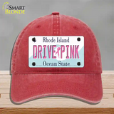 Drive Pink Rhode Island Novelty License Plate Hat Unconstructed Cotton / Red