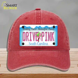 Drive Pink South Carolina Novelty License Plate Hat Unconstructed Cotton / Red