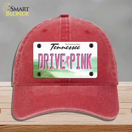 Drive Pink Tennessee Novelty License Plate Hat Unconstructed Cotton / Red