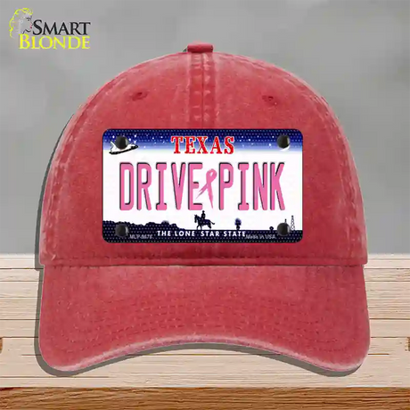 Drive Pink Texas Novelty License Plate Hat Unconstructed Cotton / Red