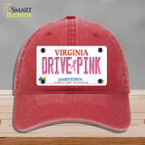 Drive Pink Virginia Novelty License Plate Hat Unconstructed Cotton / Red