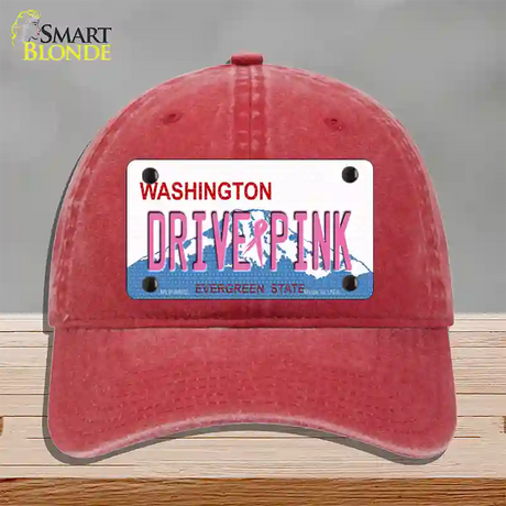 Drive Pink Washington Novelty License Plate Hat Unconstructed Cotton / Red