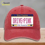 Drive Pink West Virginia Novelty License Plate Hat Unconstructed Cotton / Red