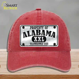 Property Of Alabama Novelty License Plate Hat Unconstructed Cotton / Red