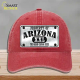 Property Of Arizona Novelty License Plate Hat Unconstructed Cotton / Red