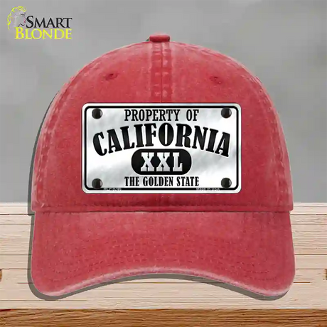 Property Of California Novelty License Plate Hat Unconstructed Cotton / Red