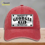 Property Of Georgia Novelty License Plate Hat Unconstructed Cotton / Red