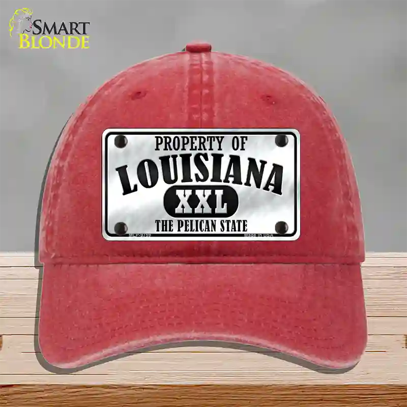 Property Of Louisiana Novelty License Plate Hat Unconstructed Cotton / Red