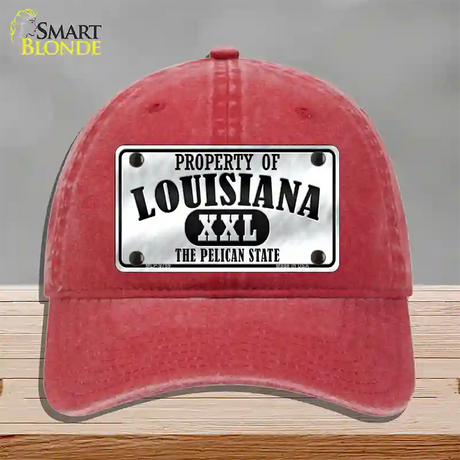 Property Of Louisiana Novelty License Plate Hat Unconstructed Cotton / Red