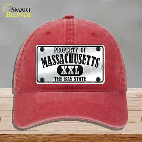 Property Of Massachusetts Novelty License Plate Hat Unconstructed Cotton / Red