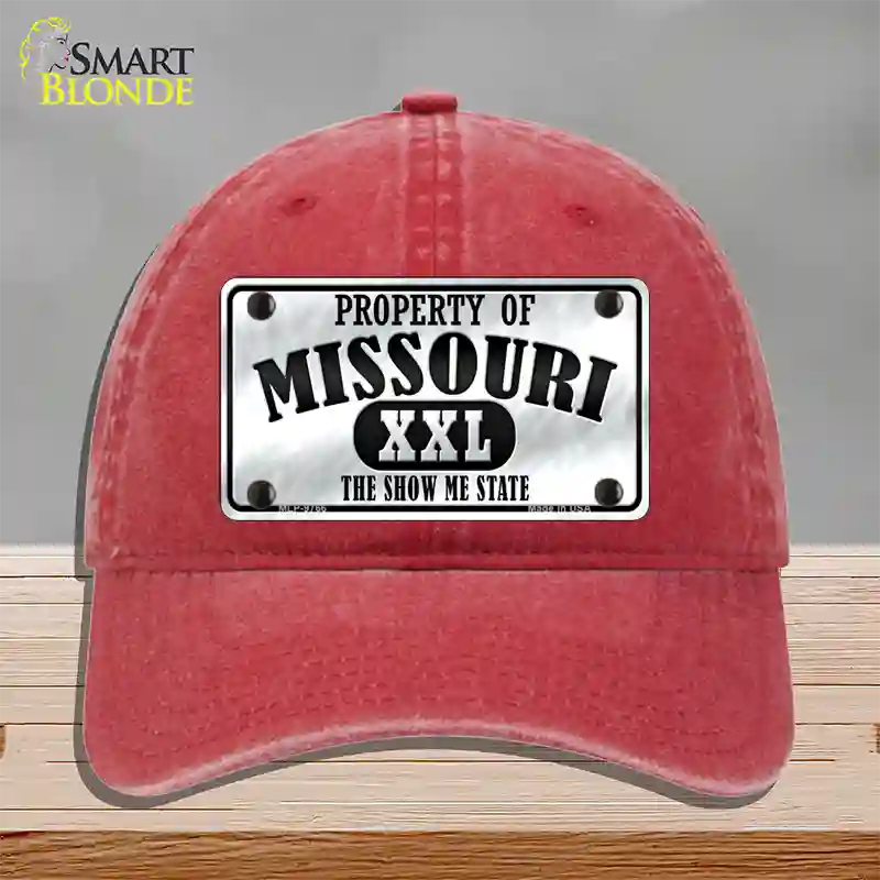 Property Of Missouri Novelty License Plate Hat Unconstructed Cotton / Red