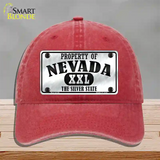 Property Of Nevada Novelty License Plate Hat Unconstructed Cotton / Red