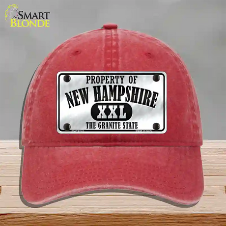 Property Of New Hampshire Novelty License Plate Hat Unconstructed Cotton / Red