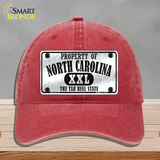 Property Of North Carolina Novelty License Plate Hat Unconstructed Cotton / Red