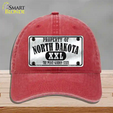 Property Of North Dakota Novelty License Plate Hat Unconstructed Cotton / Red