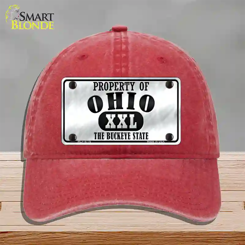 Property Of Ohio Novelty License Plate Hat Unconstructed Cotton / Red