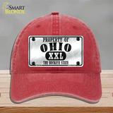 Property Of Ohio Novelty License Plate Hat Unconstructed Cotton / Red