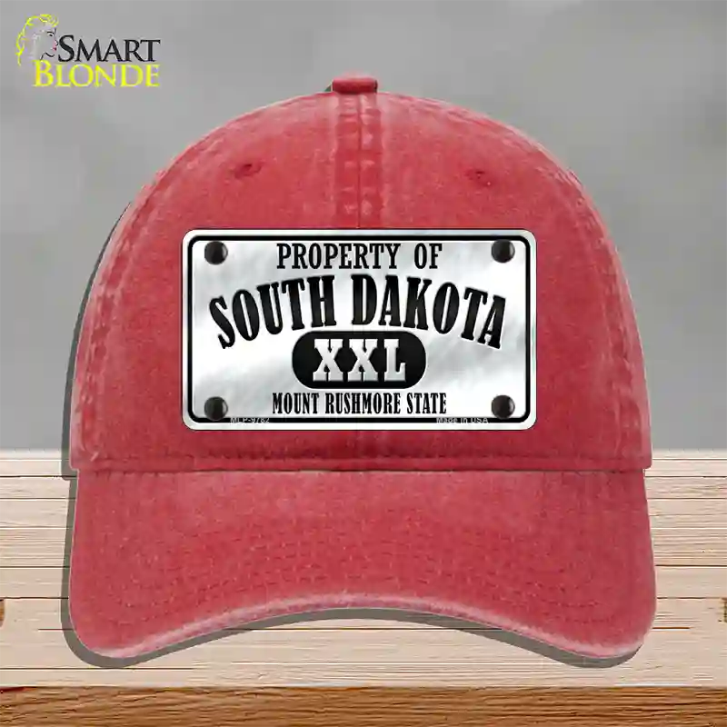 Property Of South Dakota Novelty License Plate Hat Unconstructed Cotton / Red