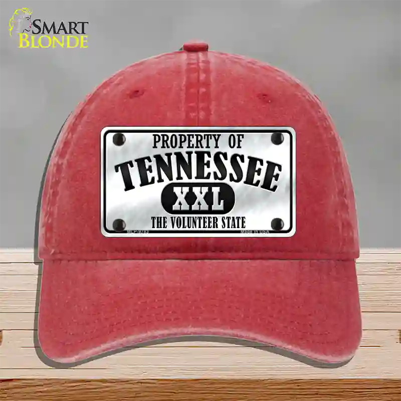 Property Of Tennessee Novelty License Plate Hat Unconstructed Cotton / Red