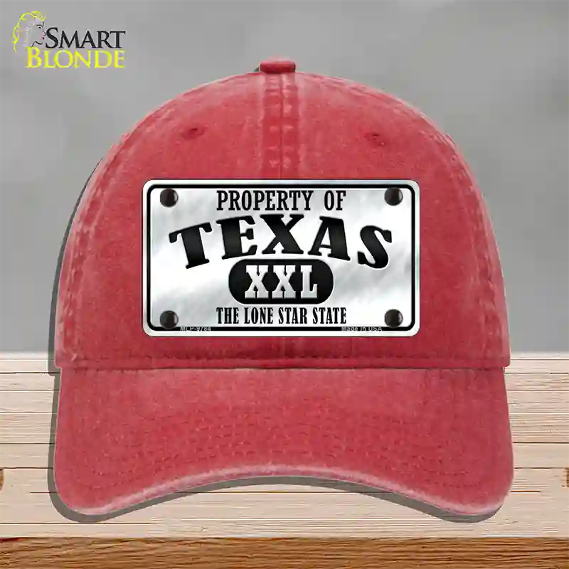 Property Of Texas Novelty License Plate Hat Unconstructed Cotton / Red