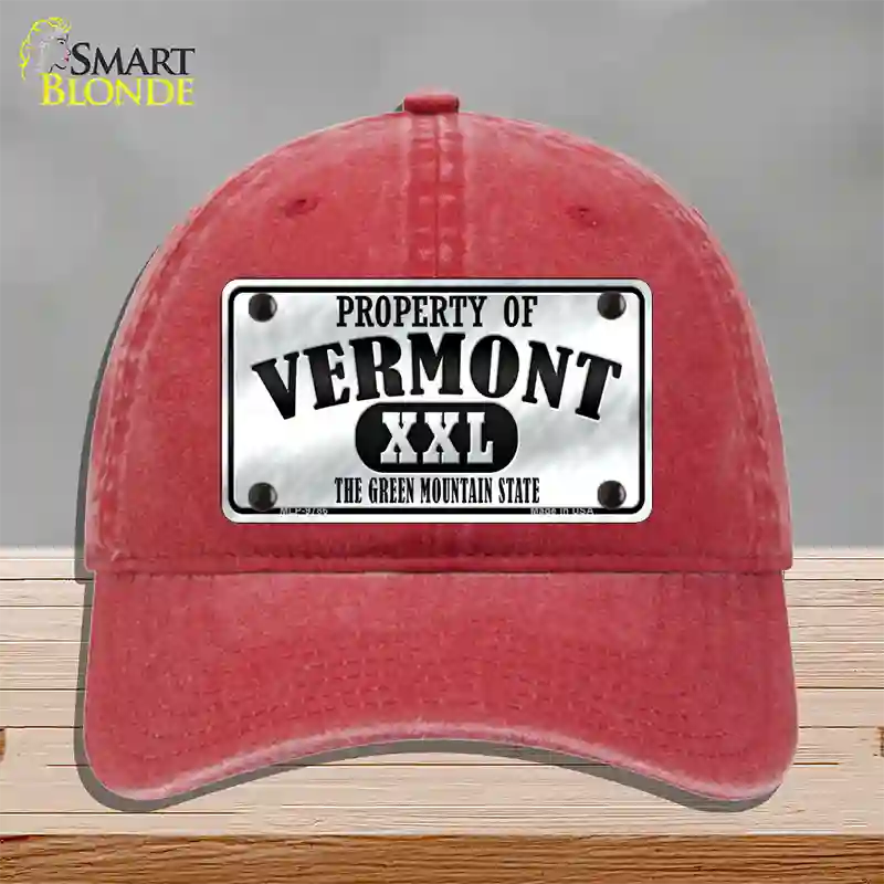 Property Of Vermont Novelty License Plate Hat Unconstructed Cotton / Red