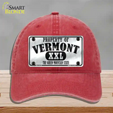 Property Of Vermont Novelty License Plate Hat Unconstructed Cotton / Red