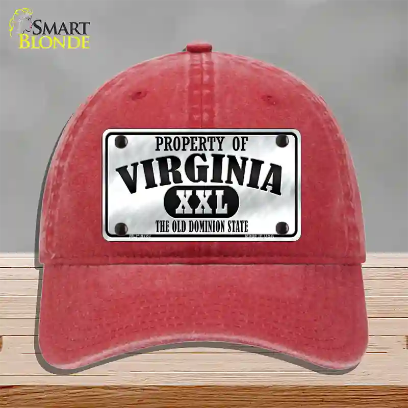 Property Of Virginia Novelty License Plate Hat Unconstructed Cotton / Red