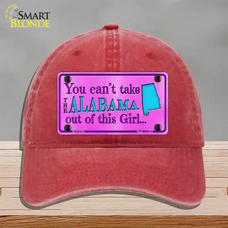 Alabama Girl Novelty License Plate Hat Unconstructed Cotton / Red